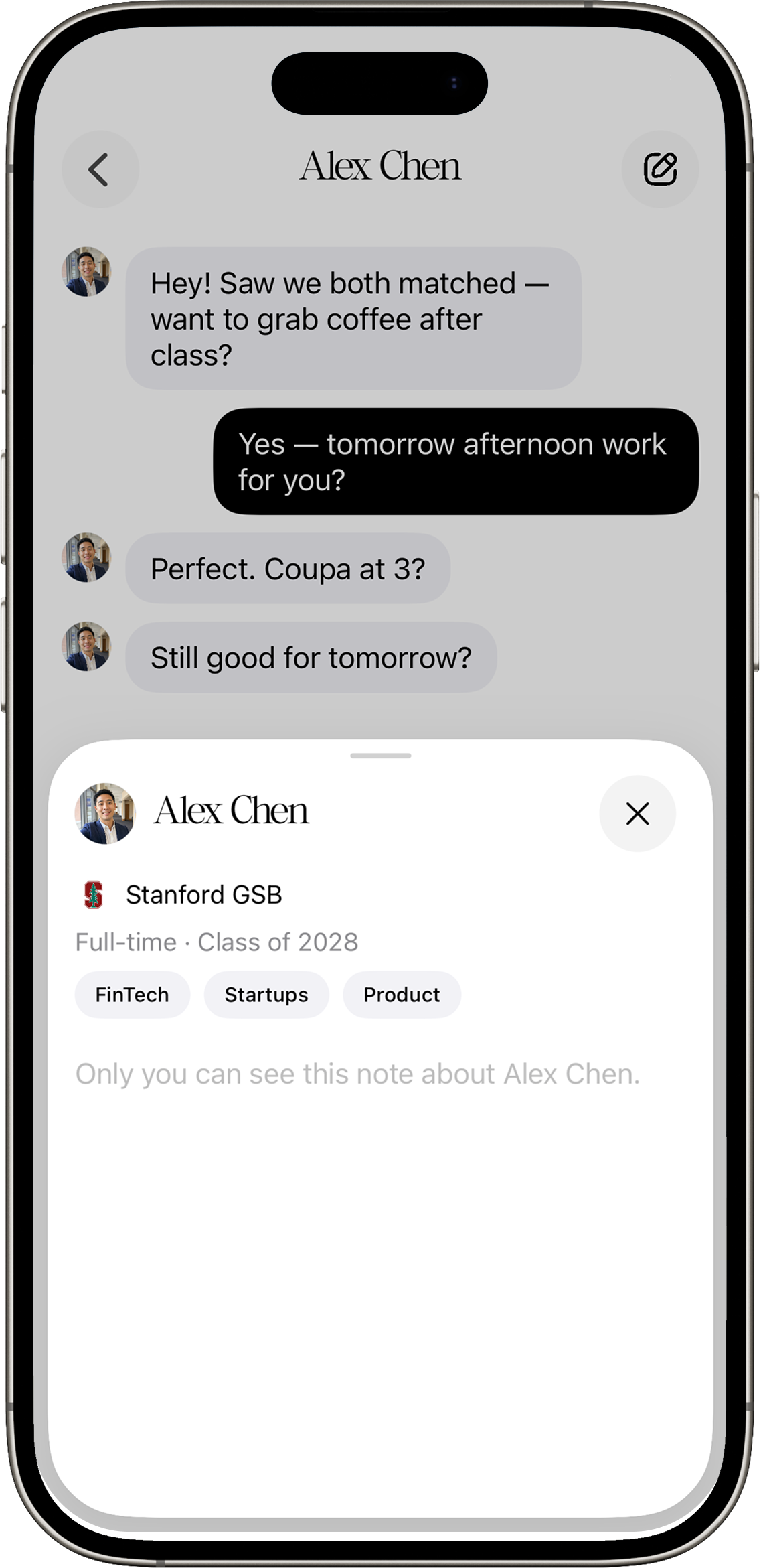 Gather private notes on a match